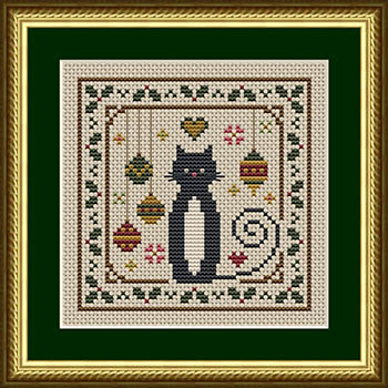 25-3010 Cat with Holly Ornament
